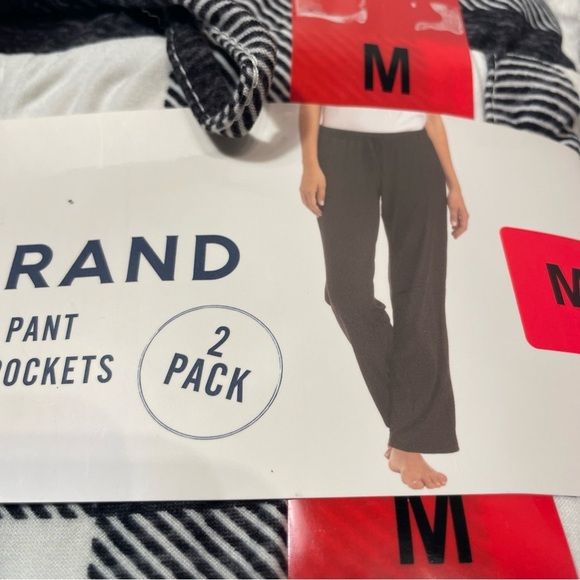 2/$30 Lucky Brand 2 Pack PJ Pants Women's Medium Black White Lounge Drawstring - Picture 4 of 7